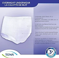 TENA Culottes de nuit pour femmes, absorption super, Grande, 44 compter.