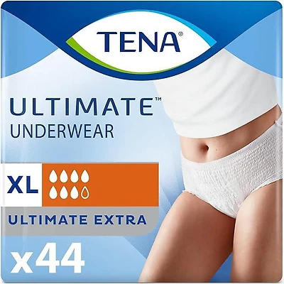 TENA Protective Incontinence Underwear for Women, Postpartum and Bladder Control, Ultimate Absorbency, Extra Large, 44 Count.