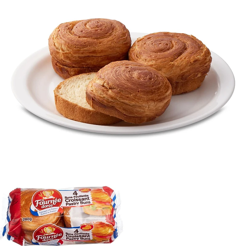 Buns feuilletés La fournée dorée 4 morceaux, total de 280 g
