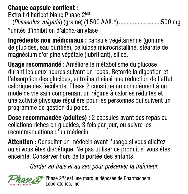 MetaSlim Phase 2, Neutralisateur de glucides, 500 mg