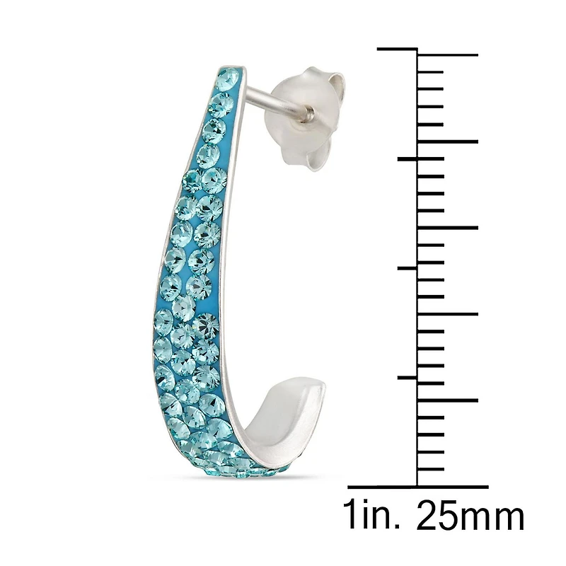 Clou en J en argent sterling à deux rangées de cristaux Turquoise Quintessential