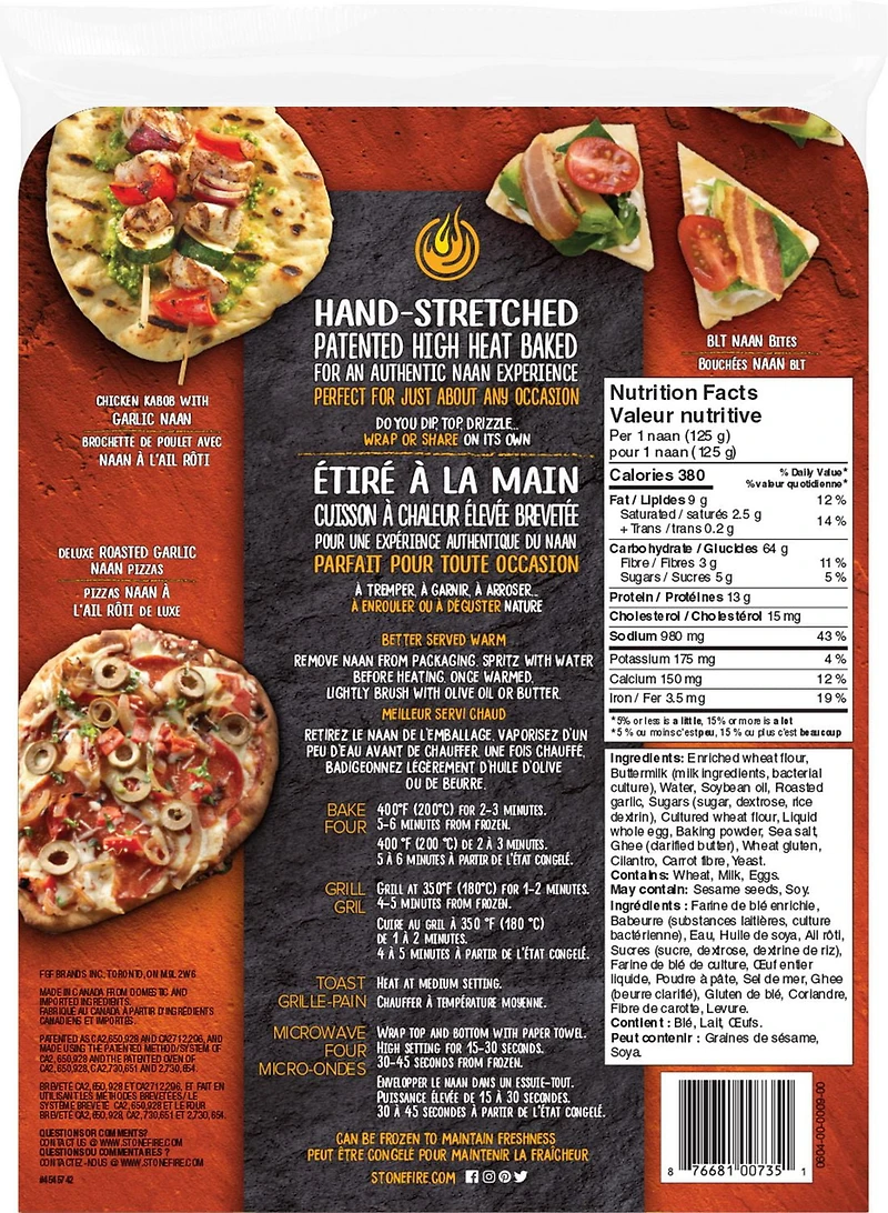 PAQUET DE 2 NAANS À L’AIL STONEFIRE