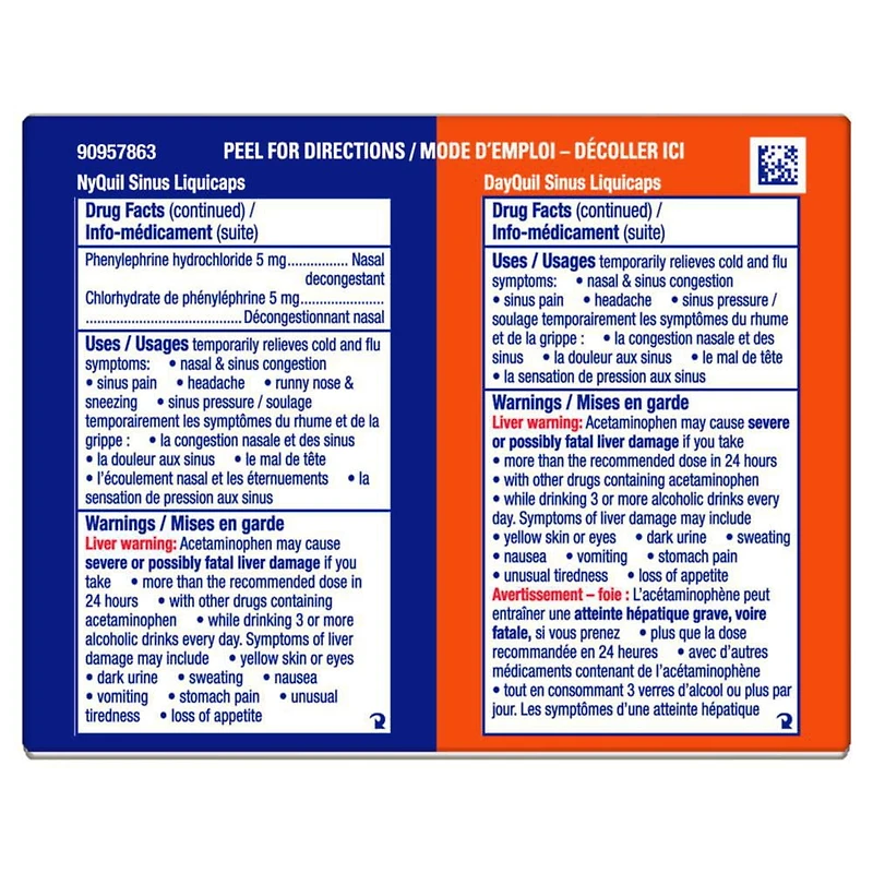 Vicks Capsules LiquiCaps NyQuil et DayQuil Sinus emballage duo 24 unités