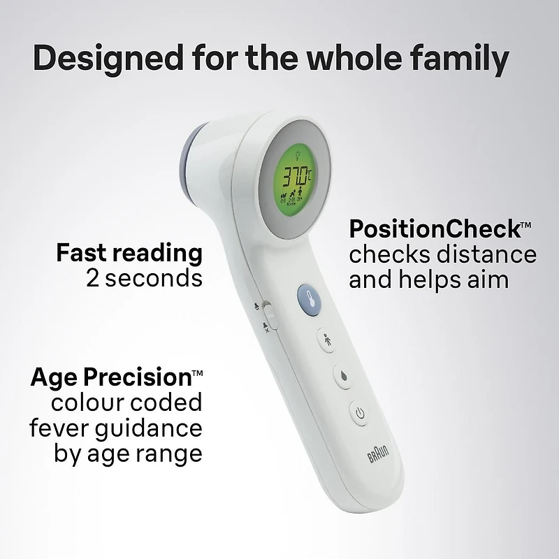 Braun BNT400CA No Touch + Touch Forehead Thermometer with Age Precision™, For the entire family