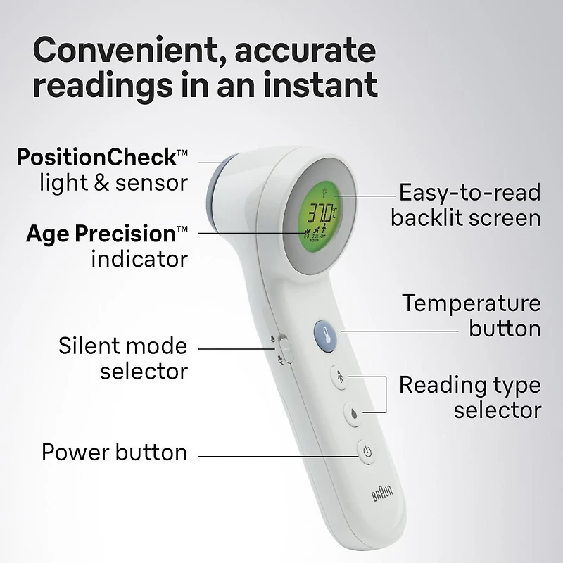 Braun BNT400CA No Touch + Touch Forehead Thermometer with Age Precision™, For the entire family