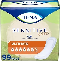 TENA Sensitive Care Incontinence Pads for Women, Ultimate Absorbency, Regular, 99 Count.