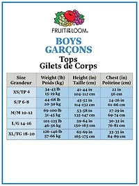 Camisoles Blanches pour garçons Fruit of the Loom, paquet de 5