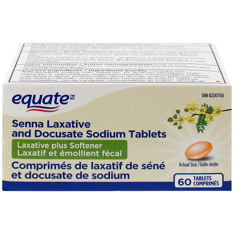 Equate Senna Laxative and Docusate Sodium Tablets, 60 Tablets
