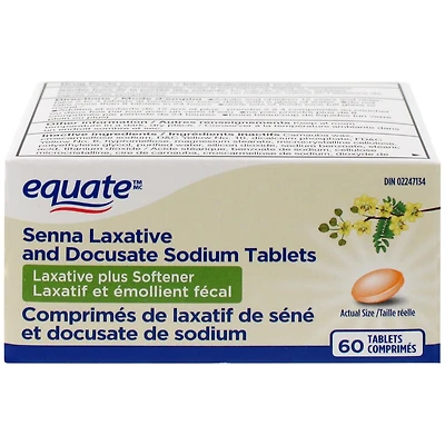 Equate Senna Laxative and Docusate Sodium Tablets, 60 Tablets