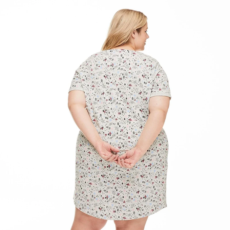 Chemise de nuit à manches roulées George Plus pour femmes