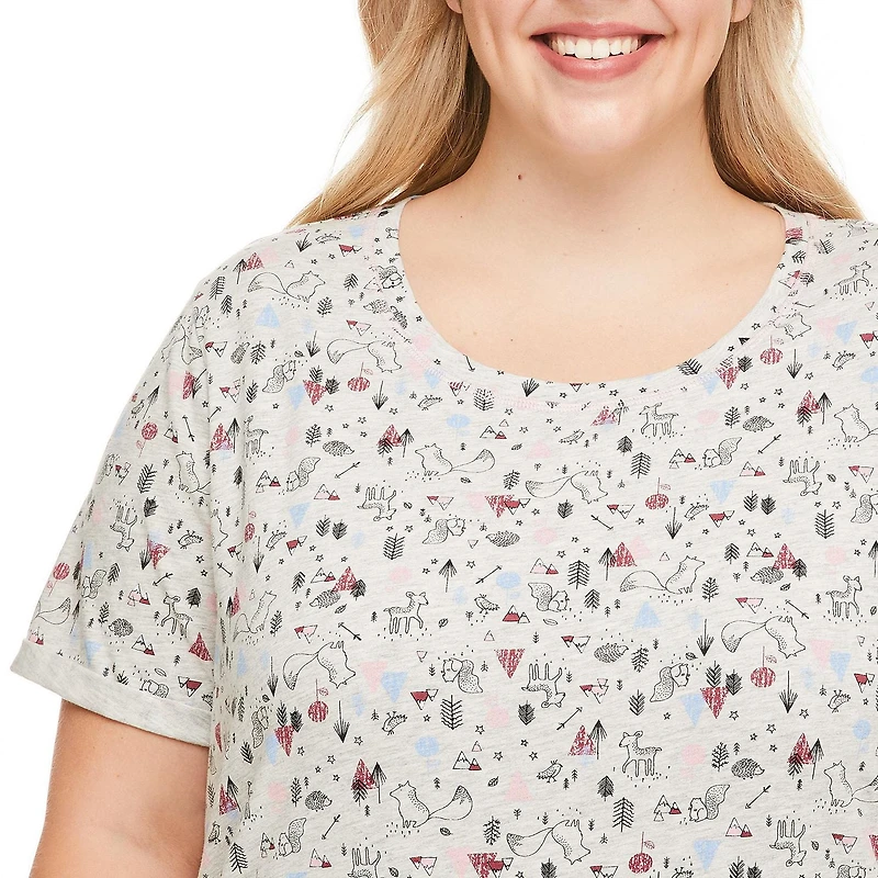 Chemise de nuit à manches roulées George Plus pour femmes