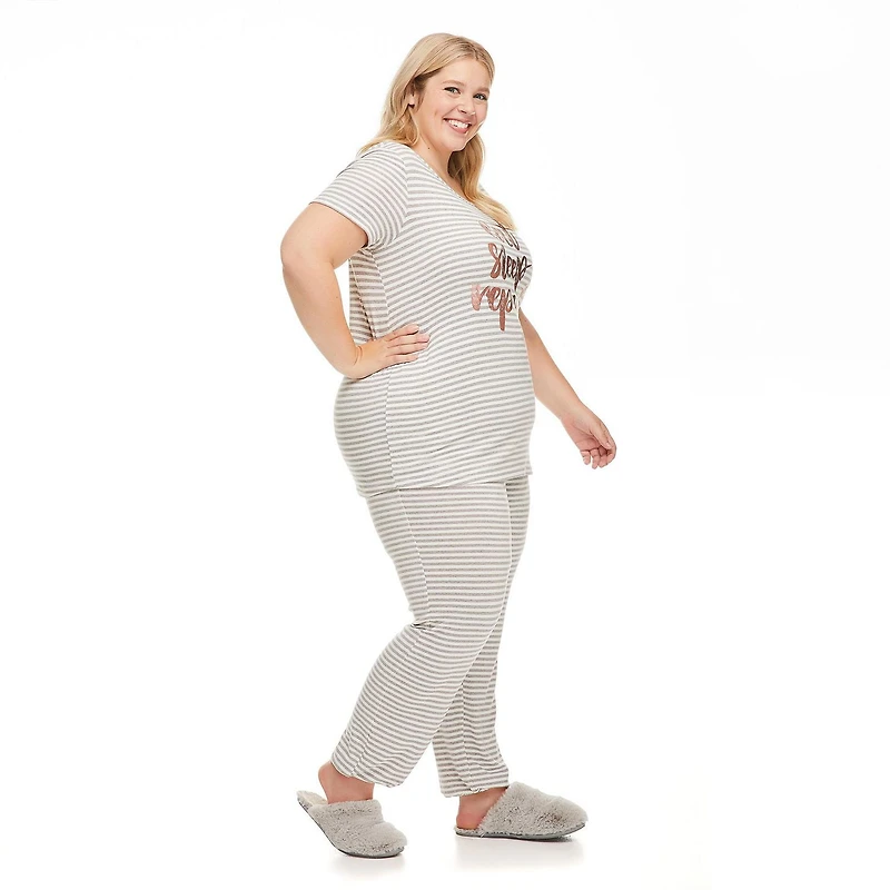 George Plus Women's Hacci Jersey Tee and Jogger 2-Piece Set