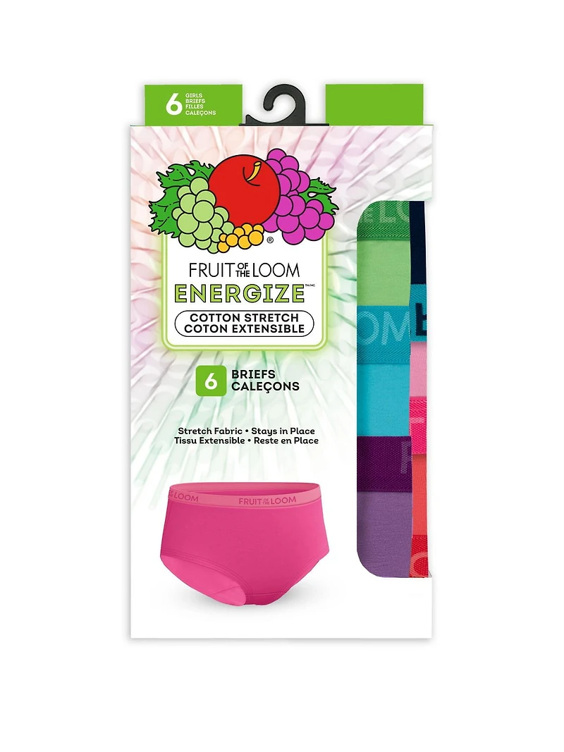 Culotte ENERGIZE en coton extensible pour fille, assorti paq. de 6