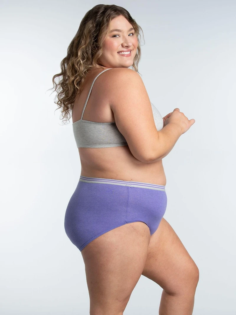 Fruit of the Loom Women's Plus Fit for Me Assorted Heather Brief Underwear, 5-Pack, Size: 9-13