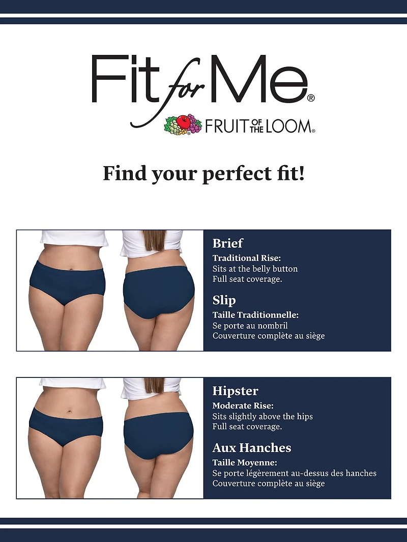 Slips chinées assorties Fruit of the loom Fit for Me pour femmes, paquet de 5