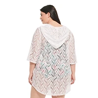 Krista Plus Women's Hooded Mesh Cover-Up Swimwear Lightweight Beachwear