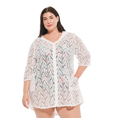 Krista Maillot de bain cache-maillot à capuchon en maille pour femme, vêtements plage légers