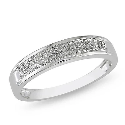 Miabella Bague de mariage avec diamant 1/8 ct en or blanc 10 K