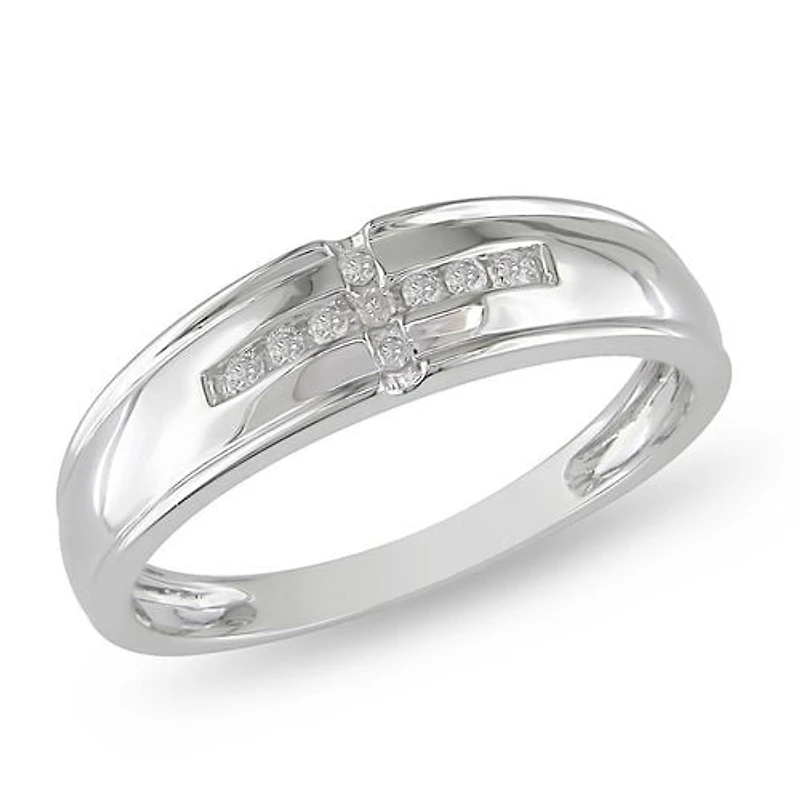 Miabella Alliance pour hommes avec diamants 1/10 ct en or blanc 10 K