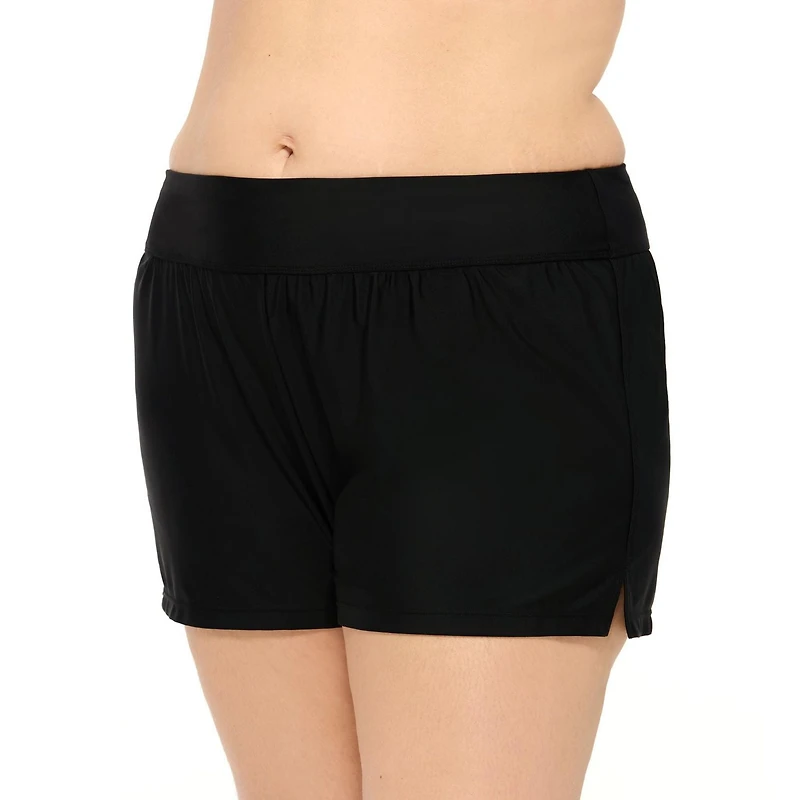 Krista Plus Women's Full Coverage Black Swim Boyshorts Bottoms