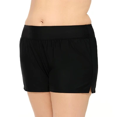 Krista Plus Women's Full Coverage Black Swim Boyshorts Bottoms