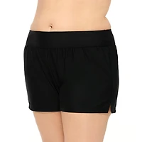 Krista Plus Women's Full Coverage Black Swim Boyshorts Bottoms