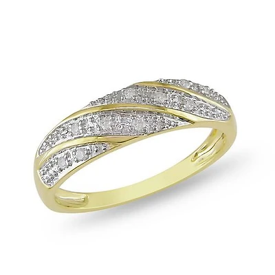 Miabella 1/10 ct Diamond Men's Wedding Band in 10 K Yellow Gold