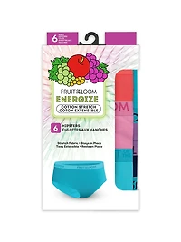 Girls' ENERGIZE Cotton Stretch Hipster, Assorted 6 pack