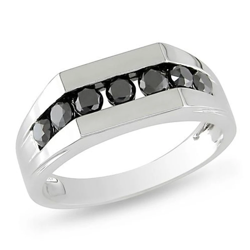 Bague pour hommes à diamants noirs 1 ct en or blanc 10 K