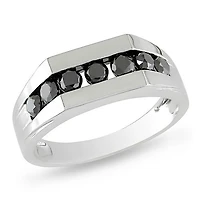 Bague pour hommes à diamants noirs 1 ct en or blanc 10 K