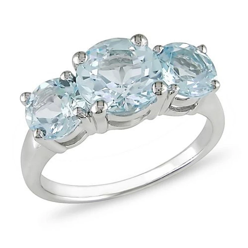 Tangelo Bague à trois pierres avec topaze bleue ciel 4-3/8 ct en argent