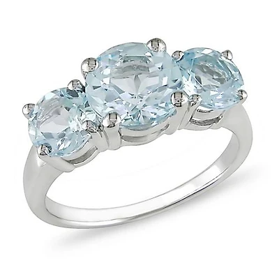 Tangelo 4-3/8 ct Sky Blue Topaz Three-Stone Ring in Silver