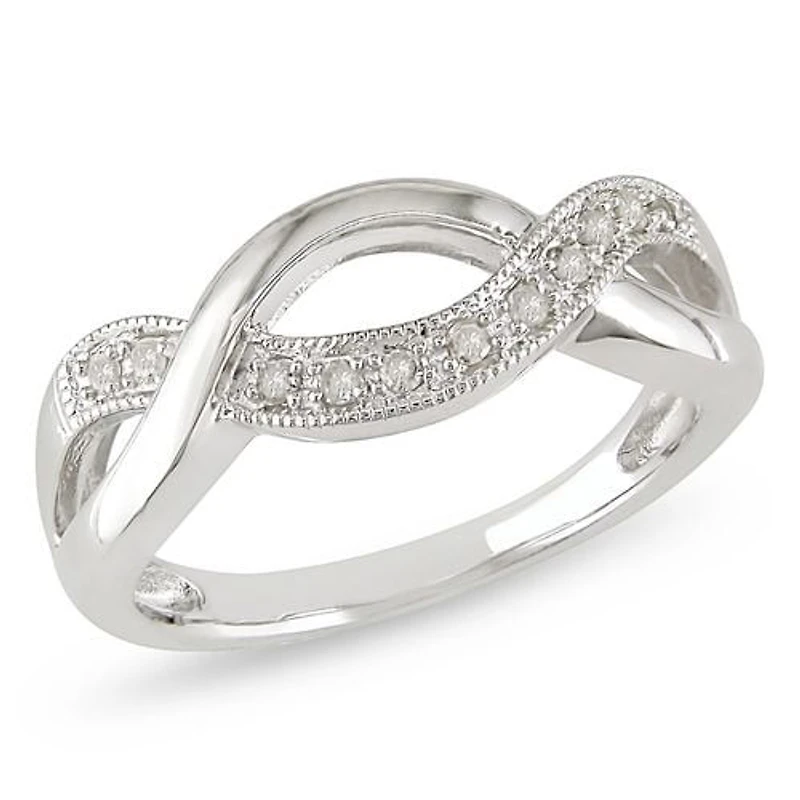 Miabella Bague avec diamant 1/10 ct en argent