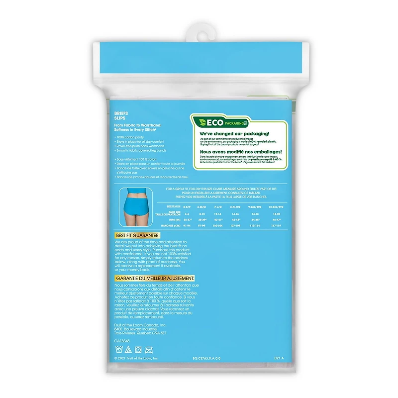 Culottes en coton Fruit of the Loom pour femmes, paquet de 6 Taille : 5
