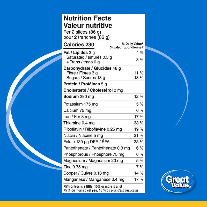Great Value Cinnamon Raisin Bread, 600 g