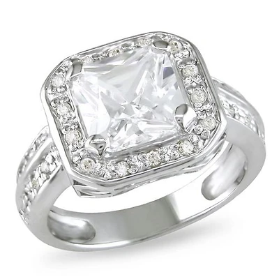 Miabella Bague de fiançailles avec zircon cubique blanc 5 3/5 ct en argent