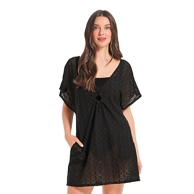 Krista Tunique de plage à col en V et manches kimono pour femmes