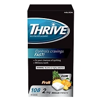 Thrive Gum 2mg Regular Strength Nicotine Replacement, Fruit, 108 count