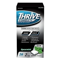 Thrive Complete Gum 2mg Regular Strength Nicotine Replacement - Thrive Gum, Fresh Spearmint, 36 count