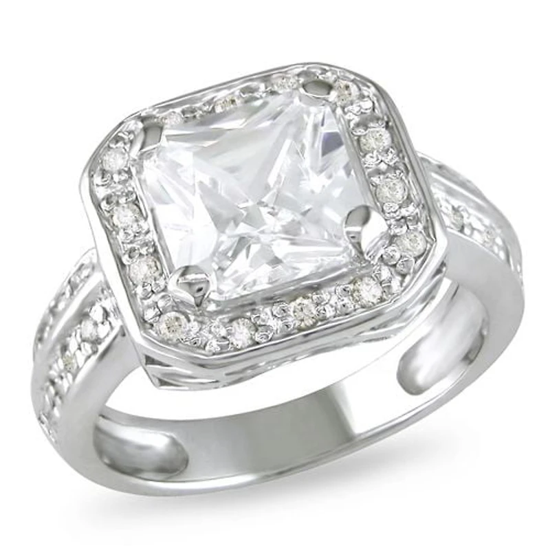 Miabella 5 3/5 ct White Cubic Zirconia Engagement Ring in Silver