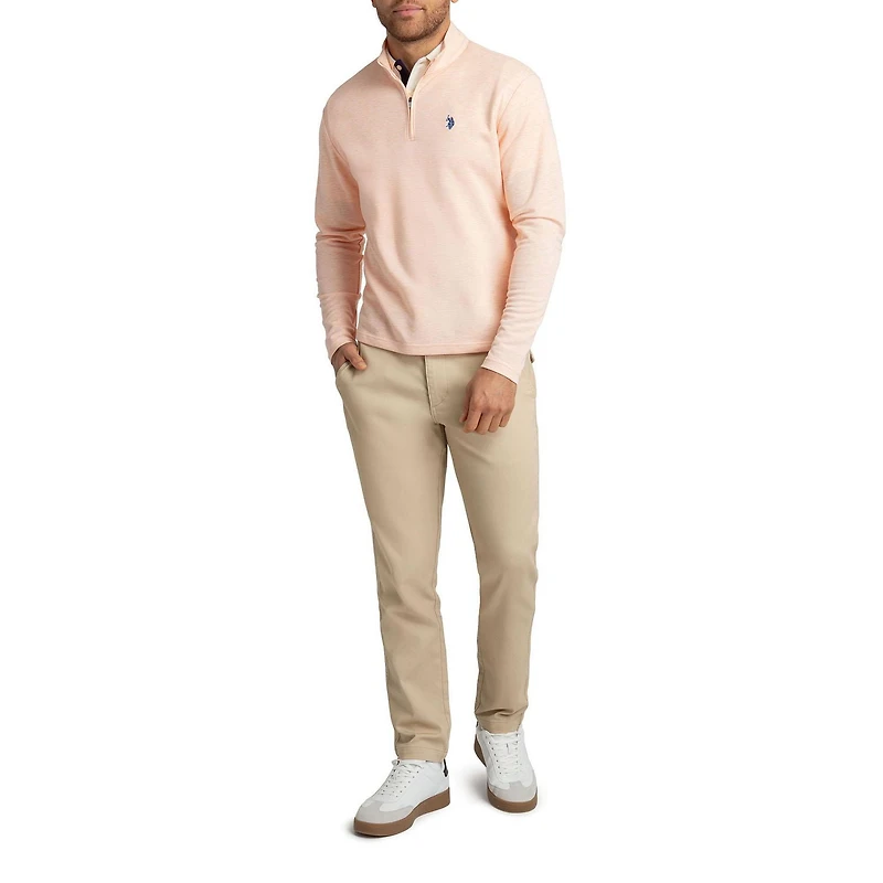 U.S. Polo Assn. Men's Quarter Zip Long Sleeve Interlock Pullover, Men's Quarter Zip Long Sleeve Interlock Pullover