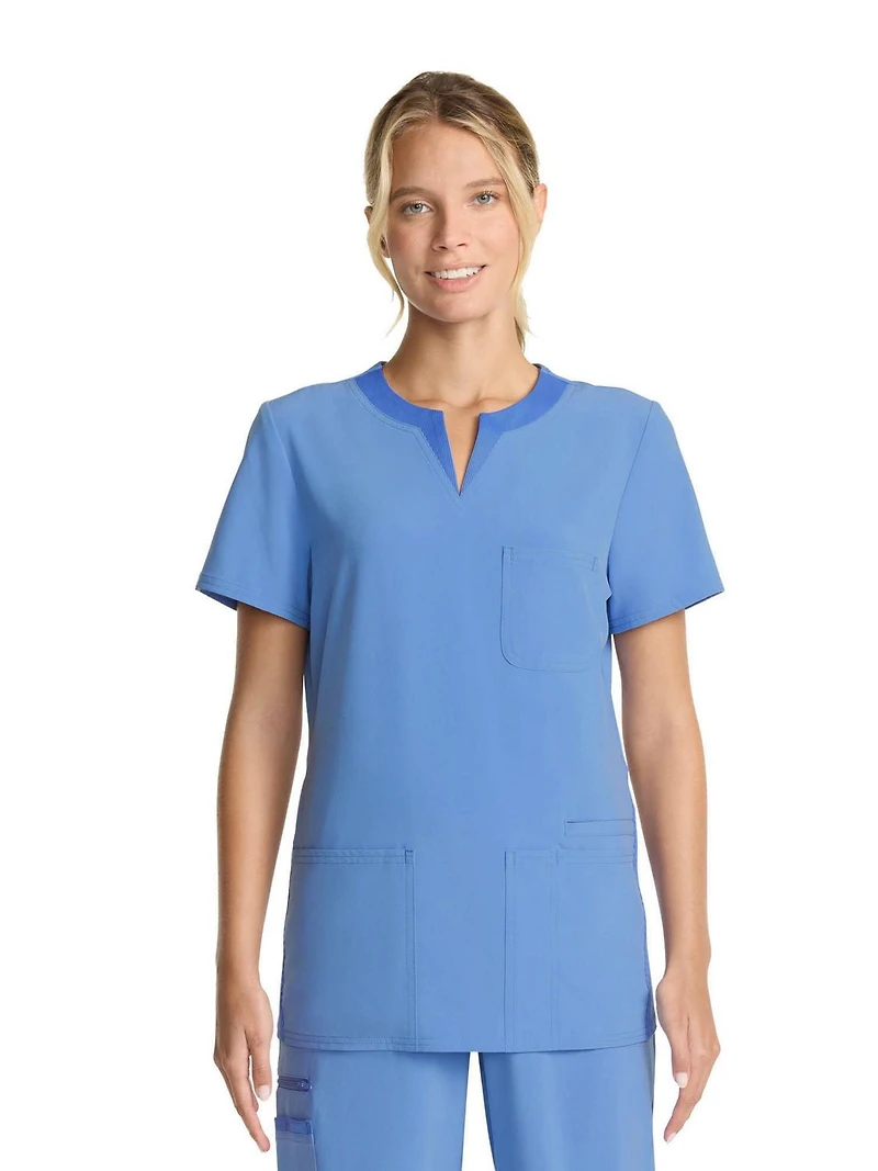 Scrubstar Women's Fashion Relaxed Fit Stretch Notch Collar Top