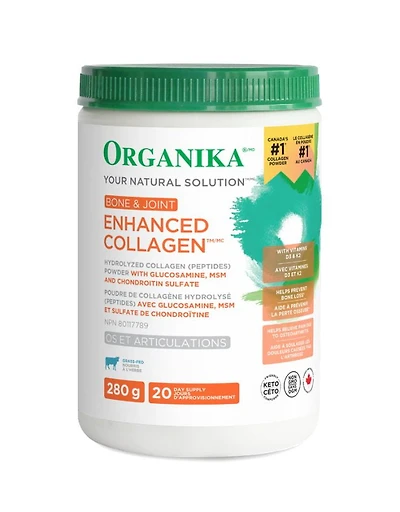 ORGANIKA Bone & Joint Enhanced Collagen, 280G Tub - 20 Servings