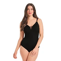 Krista Women's Textured Strappy V-Neck One Piece Swimsuit, Sizes: M-XXL