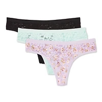 Lot de 3 tangas imprimés en dentelle George pour femmes Tailles P–TG