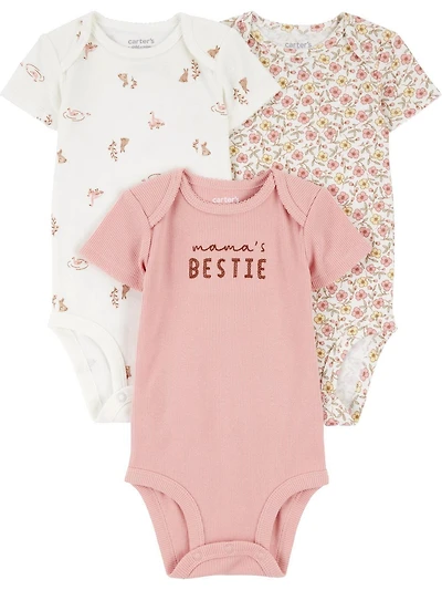 Carter's Child of Mine Baby Girl Bodysuits - Mama's Bestie, 3 Pack, Preemie-18 Months