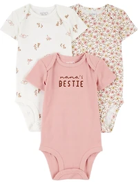 Carter's Child of Mine Baby Girl Bodysuits - Mama's Bestie, 3 Pack, Preemie-18 Months