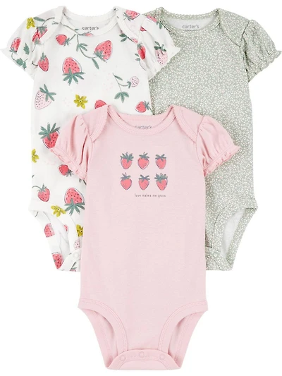 Carter's Child of Mine Bodys fraise pour bébés filles, paquet de 3, tailles prématurées à 18 mois Prématuré-18