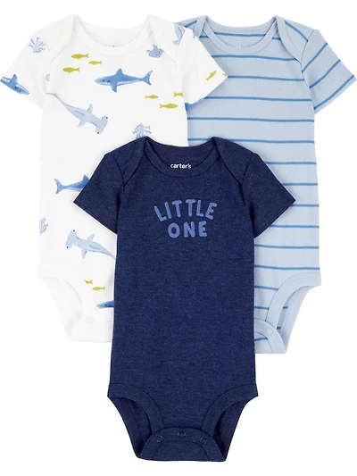 Carter's Child of Mine Baby Boy Bodysuits - Blue Shark, 3 Pack, Preemie-24 Months
