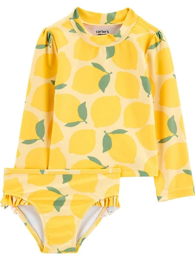 Carter's Child of Mine Baby and Toddler Girls' Yellow Lemon Swimsuit Set, 2-Piece